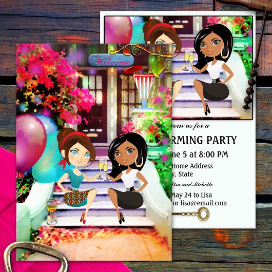 Festive Colorful Housewarming Party Invitation Kaart