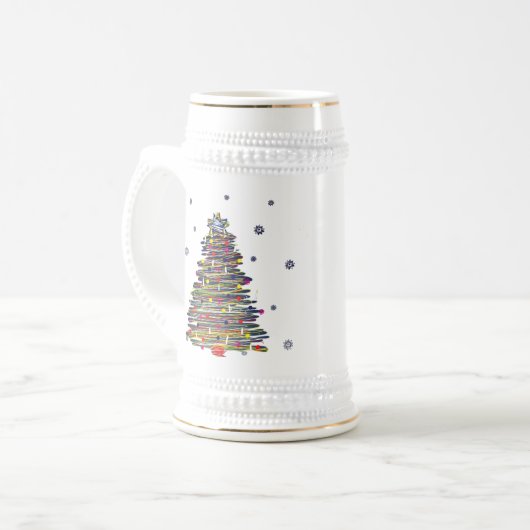 Festive Colorful Kerstboom (pas het aan!) Bierpul (Voorkant links)