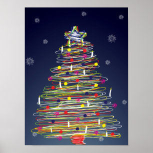 Festive Colorful Kerstboom (pas het aan!) Poster