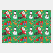 Festive Colorful KerstKerstKerstman, Snowman, Cade Inpakpapier Vel (Voorkant 2)