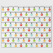 Festive Colorful kerstlamppatroon Cadeaupapier (Vlak)