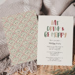 Festive Colorful Kerstmis Eat Drink and be Merry Kaart<br><div class="desc">Deze feestelijke, kleurrijke kerstmis eet drink en een vrolijke uitnodiging is perfect voor uw leuke, creatieve kerstfeest. Het unieke, speelse moderne lettertype in rood, boho-tan en licht en donkergroen zorgt voor een gelukkig seizoensgebonden gevoel. Als je de donkere winter van je geliefden wilt ophelderen met een schattige feestvreugde, dan heb...</div>