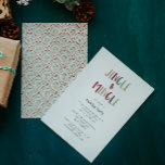 Festive Colorful Kerstmis Jingle en Mingle Kaart<br><div class="desc">Deze feestelijke, kleurrijke kerstfeestelijke uitnodiging is perfect voor uw leuke, creatieve, heldere kerstfeestvreugde en eenzame feest. Het unieke, speelse moderne lettertype in rood, boho tan en licht- en donkergroen maakt een gelukkig seizoensgebonden gevoel mogelijk. Als je de donkere winter van je geliefden wilt ophelderen met een schattige feestvreugde, dan heb...</div>