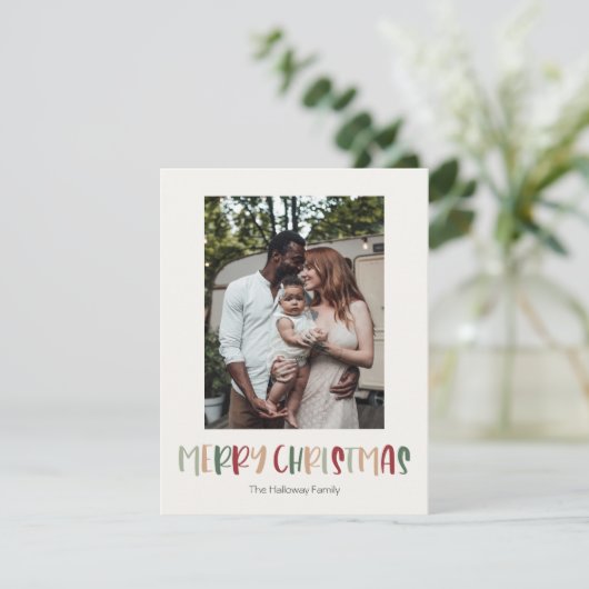 Festive Colorful Kerstmis Vertical Single Photo Feestdagenkaart (Staand voorkant)