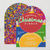 Festive Colorful Kerstparty Kaart (Voorkant / Achterkant)