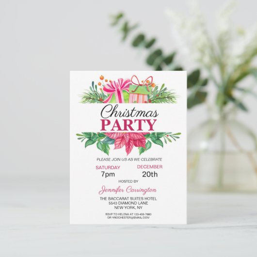 Festive Colorful Kerstparty uitnodiging (Staand voorkant)