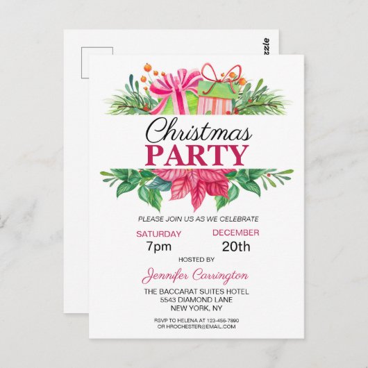 Festive Colorful Kerstparty uitnodiging (Voorkant / Achterkant)