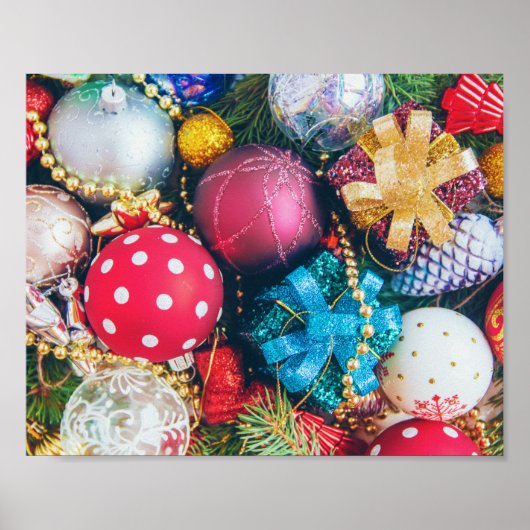 Festive Colorful Kerstversients, Decorations Poster (Voorkant)