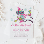 Festive Colorful Neon Owl kerstparty Kaart