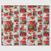 Festive Colorful  Poinsettias Cadeaupapier (Vlak)