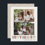 Festive Colorful Prettige feestdagen Verticaal 3 F Feestdagenkaart<br><div class="desc">Deze feestelijke, kleurrijke prettige feestdagen verticale 3-fotovakantiekaart is perfect voor uw leuke, creatieve, heldere feestelijke groet. Het is een uniek, speels modern lettertype in rood, boho tan, en licht en donkergroen, maken een gelukkig seizoensgebonden gevoel mogelijk. Als je de donkere winter van je geliefden wilt ophelderen met een schattige feestvreugde,...</div>