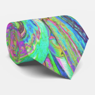 Festive Colorful Psychedelic Dahlia Flower Petals Stropdas