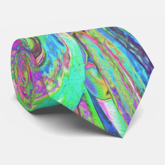 Festive Colorful Psychedelic Dahlia Flower Petals Stropdas (Opgerold)