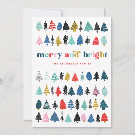 Festive Colorful Trees Holiday Non-Photo Card Feestdagenkaart (Voorkant)