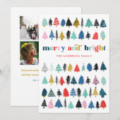 Festive Colorful Trees Holiday Non-Photo Card Feestdagenkaart (Voorkant / Achterkant)