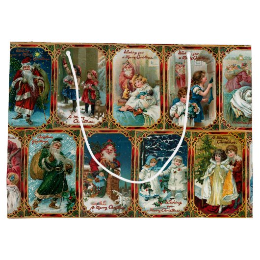 Festive Colorful  Victoriaans kerstkaarten Groot Cadeauzakje (Achterkant)