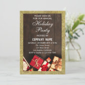 Festive Company Holiday Party Gifts Gold Glitter Kaart (Staand voorkant)