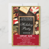 Festive Company Holiday Party Red & Gold Glitter Kaart (Voorkant)