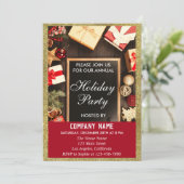 Festive Company Holiday Party Red & Gold Glitter Kaart (Staand voorkant)