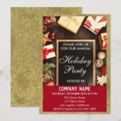 Festive Company Holiday Party Red & Gold Glitter Kaart (Voorkant / Achterkant)