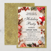 Festive Company Holiday Party White & Gold Glitter Kaart (Voorkant / Achterkant)