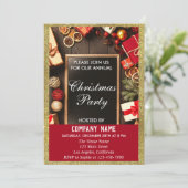 Festive Company Kerstparty Red & Gold Glitter Kaart (Staand voorkant)