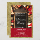 Festive Company Kerstparty Red & Gold Glitter Kaart (Voorkant / Achterkant)