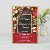 Festive Company Kerstparty Red & Gold Glitter Kaart (Staand voorkant)