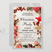 Festive Company Kerstparty Silver Glitter Kaart (Voorkant / Achterkant)