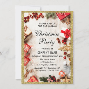 Festive Company Kerstparty White Gold Glitter Kaart