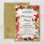 Festive Company Kerstparty White Gold Glitter Kaart (Voorkant / Achterkant)