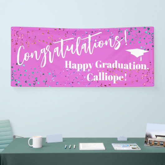 Festive Confetti Gefeliciteerd Afstuderen Spandoek (Beurs)