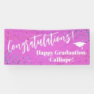 Festive Confetti Gefeliciteerd Afstuderen Spandoek
