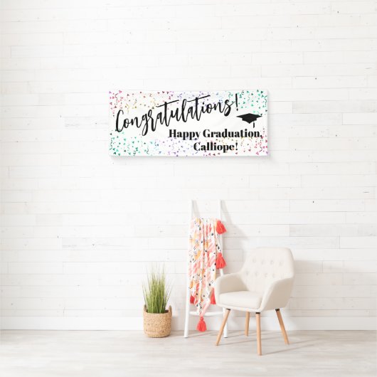 Festive Confetti Gefeliciteerd Afstuderen Spandoek (Insitu)