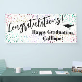 Festive Confetti Gefeliciteerd Afstuderen Spandoek (Beurs)