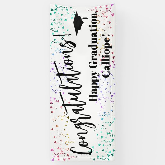 Festive Confetti Gefeliciteerd Afstuderen Spandoek (Verticaal)