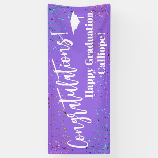 Festive Confetti Gefeliciteerd Afstuderen Spandoek (Verticaal)