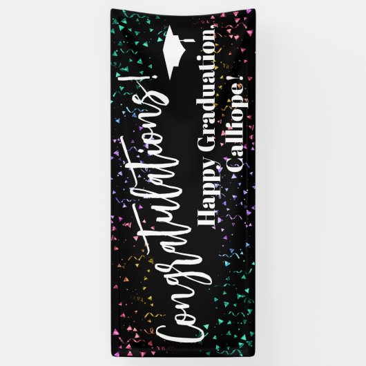 Festive Confetti Gefeliciteerd Afstuderen Spandoek (Verticaal)