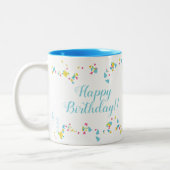 Festive Confetti Happy Birthday Mug Tweekleurige Koffiemok (Links)