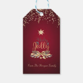 Festive Confetti, kerstcellen, Star, Red Cadeaulabel (Voorkant)