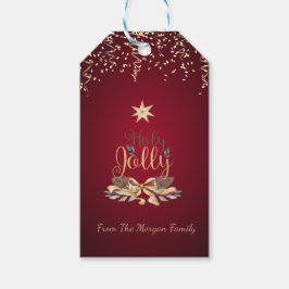 Festive Confetti, kerstcellen, Star, Red Cadeaulabel