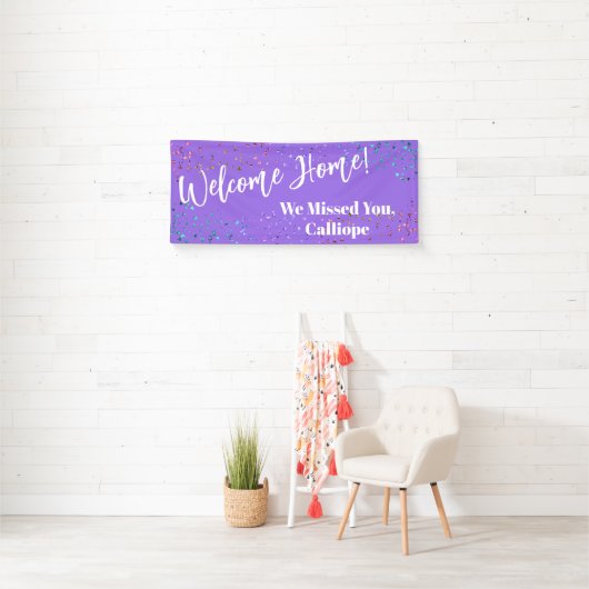 Festive Confetti Light Paars Welcome Home Spandoek (Insitu)