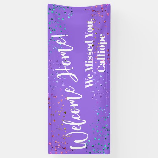Festive Confetti Light Paars Welcome Home Spandoek (Verticaal)