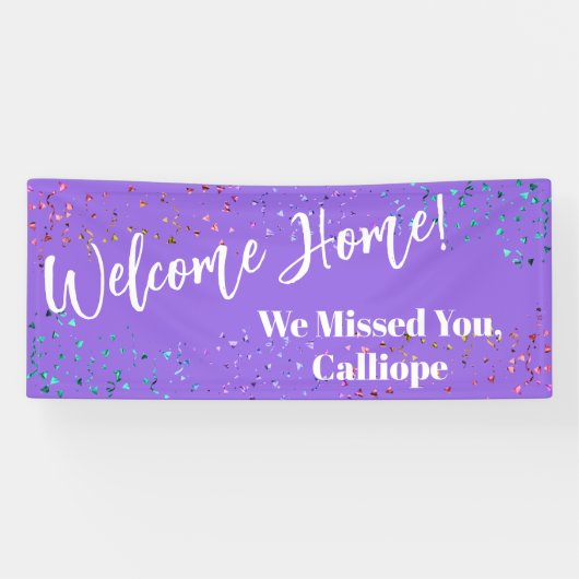 Festive Confetti Light Paars Welcome Home Spandoek (Horizontaal)