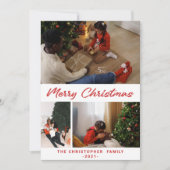 Festive Confetti Merry Kerstmis 3 Foto Collage H Feestdagenkaart (Voorkant)