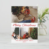 Festive Confetti Merry Kerstmis 3 Foto Collage H Feestdagenkaart (Staand voorkant)