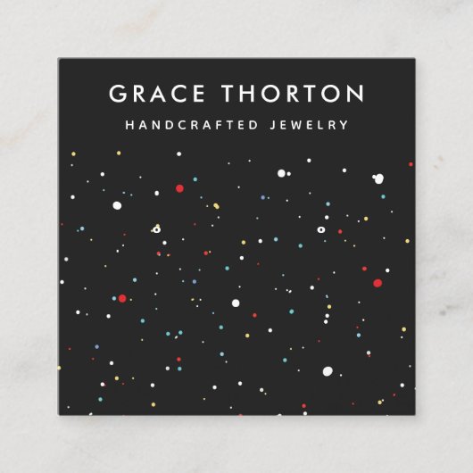 Festive Confetti Stud Earning Display Card Vierkante Visitekaartje (Voorkant)