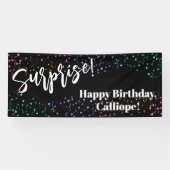 Festive Confetti Surprise Birthday Party Black Spandoek (Horizontaal)