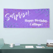 Festive Confetti Surprise Birthday Party Paars Spandoek (Beurs)