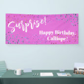Festive Confetti Surprise Birthday Party roze Spandoek (Beurs)